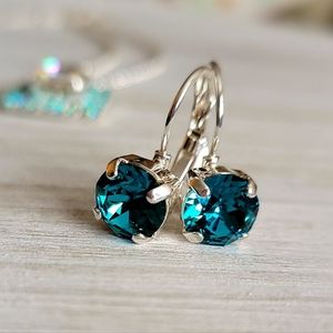 Austrian Crystal Earrings in Shiny Silver
